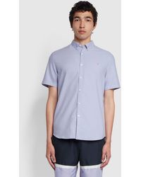 Farah - Brewer Slim Fit Short Sleeve Organic Cotton Oxford Shirt - Lyst