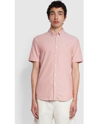 Farah - Brewer Slim Fit Short Sleeve Organic Cotton Oxford Shirt - Lyst