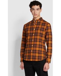 Farah - Brewer Slim Fit Long Sleeve Check Shirt - Lyst