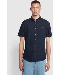 Farah - Brewer Slim Fit Short Sleeve Organic Cotton Oxford Shirt - Lyst