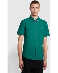 Farah - Brewer Slim Fit Short Sleeve Organic Cotton Oxford Shirt - Lyst