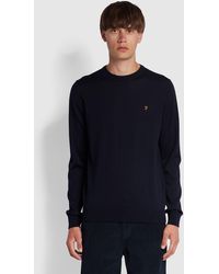 Farah - Mullen Merino Wool Crew Organic Cotton Jumper - Lyst