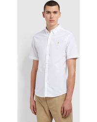 Farah - Brewer Slim Fit Short Sleeve Organic Cotton Oxford Shirt - Lyst