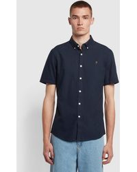 Farah - Brewer Slim Fit Short Sleeve Organic Cotton Oxford Shirt - Lyst
