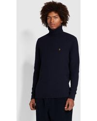 Farah - Anton Regular Fit Fisherman Stitch Roll Neck Sweatshirt - Lyst