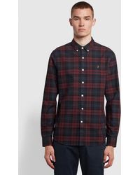 Farah - Brewer Slim Fit Check Organic Cotton Oxford Shirt - Lyst
