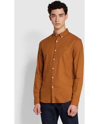 Farah - Brewer Slim Fit Organic Cotton Long Sleeve Shirt - Lyst