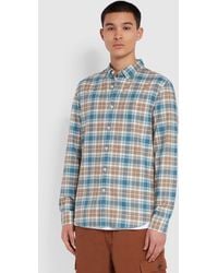 Farah - Brewer Slim Fit Check Organic Cotton Oxford Shirt - Lyst