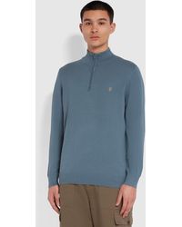 Natural Farah Redchurch Organic Cotton Quarter Zip Jumper in Beige for Men Mens Clothing Sweaters and knitwear Zipped sweaters 