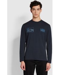 Farah - Terry Regular Fit Organic Cotton Long Sleeve Graphic T-Shirt - Lyst