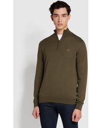 Farah - Redchurch Slim Fit Merino Wool Quarter Zip Jumper - Lyst