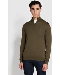 Farah - Redchurch Slim Fit Merino Wool Quarter Zip Jumper - Lyst