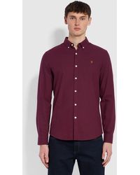 Farah Brewer Slim Fit Organic Cotton Oxford Shirt - Purple