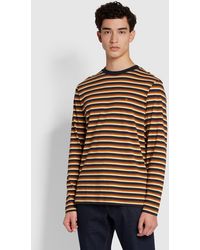 Farah - Hamill Regular Fit Organic Cotton Long Sleeve Stripe T-Shirt - Lyst