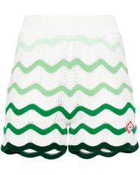 Casablancabrand - Striped Crochet-knit Shorts - Lyst