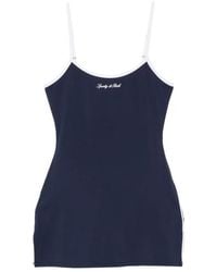 Sporty & Rich - Logo-Embroidered Contrast-Trim Mini Dress - Lyst