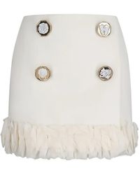 Blumarine - Button-Embellished Ruffled Mini Skirt - Lyst