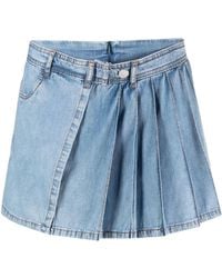 Moschino - Short En Jean À Design Plissé - Lyst