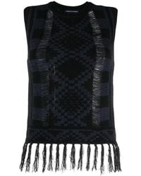 Scotch & Soda - Patterned-Intarsia Fringed Vest - Lyst
