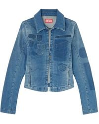 DIESEL - One-Button Denim Shirt With Patch Effects - Lyst
