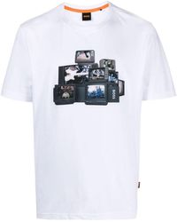 BOSS - T-shirt en coton à détails appliqués - Lyst