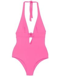 Fisico - Ring-Detail Halterneck Swimsuit - Lyst