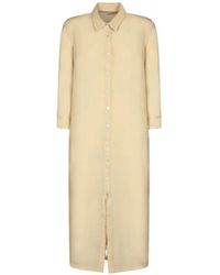 120% Lino - Button-Up Midi Shirt Dress - Lyst