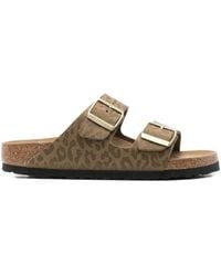 Birkenstock - Arizona Sandalen Met Luipaardprint En Dubbele Gesp - Lyst