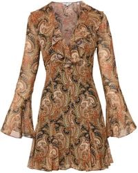 Veronica Beard - Adrienne Paisley-Print Bell-Sleeve Mini Dress - Lyst