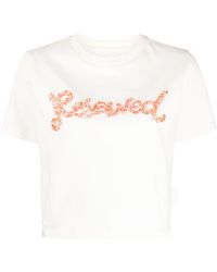 Izzue - Reserved Beaded Cropped T-shirt - Lyst
