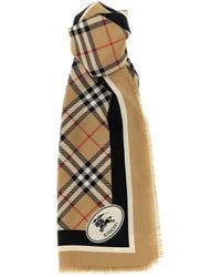Burberry - Check Knight Sjaal Met Franje - Lyst