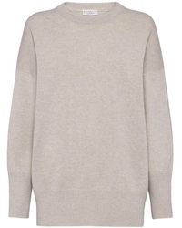Brunello Cucinelli - Kasjmier Trui Met Moniliketting - Lyst