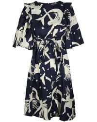 Valentino Garavani - Ruffled Mermaid-Print Midi Dress - Lyst