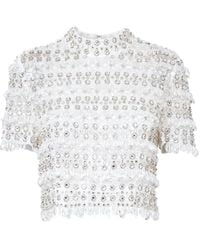 Carolina Herrera - Crystal-Embellished Short-Sleeve Top - Lyst