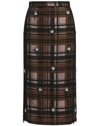 Essentiel Antwerp - Kate Checked Floral-Embellished Midi Skirt - Lyst