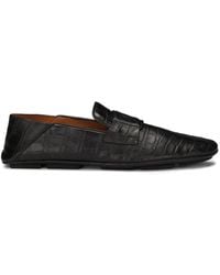 Dolce & Gabbana - Dg Logo Embossed-crocodile Leather Loafers - Lyst