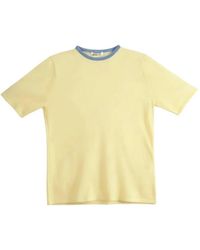 AURALEE - Contrast-Trim Raglan-Sleeve T-Shirt - Lyst
