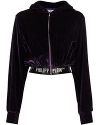Philipp Plein - Logo-Embellishment Velour Hoodie - Lyst