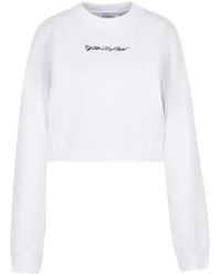 Off-White c/o Virgil Abloh - Embroidered Arrow Script Crop Crewneck - Lyst