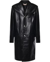 Marni - Engraved-Button Leather Coat - Lyst