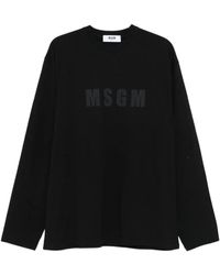 MSGM - Cotton T-Shirt With Front Printed Logo - Lyst