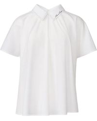 Fabiana Filippi - Logo-Embroidered Pleated Blouse - Lyst