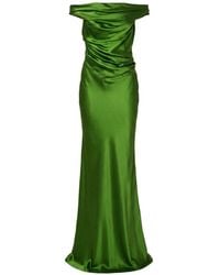 The Sei - Bardot Off-Shoulder Gedrapeerde Zijden Maxi-Dress - Lyst