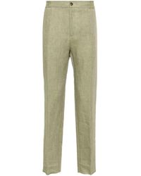 Etro - Drawstring Linen Tapered Trousers - Lyst