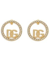 Dolce & Gabbana - Dg-logo Rhinestone-embellished Hoop Earrings - Lyst