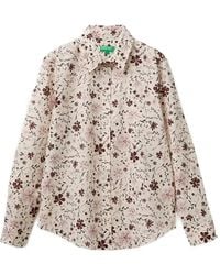 Benetton - Floral-Print Long-Sleeve Shirt - Lyst
