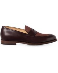 Brunello Cucinelli - Polished Calfskin And Suede Penny Loafers - Lyst