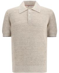 Brunello Cucinelli - Short-Sleeve Knitted Polo Shirt - Lyst