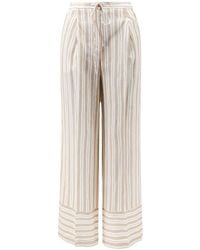 Semicouture - Pantalon À Lien De Resserrage Et Rayures Verticales - Lyst