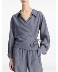 Vince - Wrap-Effect Collared Top - Lyst